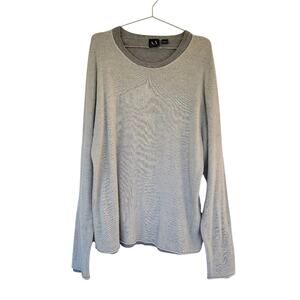 Armani Exchange Long Sleeve Sweater Gray Mesh Layer Pullover Men Size XL